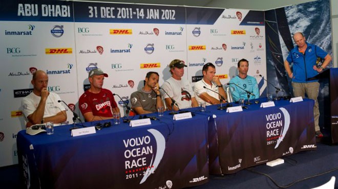 Skippers Press Conference in the Abu Dhabi Destination Village in Abu Dhabi during the Volvo Ocean Race 2011-12 © Paul Todd/Volvo Ocean Race http://www.volvooceanrace.com